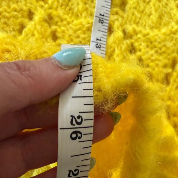 SLEEPING ON SNOW Anthropologie Bright Lights Yellow Alpaca Pointelle Sweater XS - Picture 7 of 7